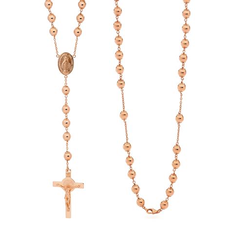 18KT Rose Gold Rosary Bead Necklace | Holy Grace