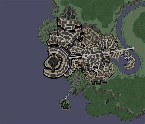 Fantasy city map, City, Game concept art