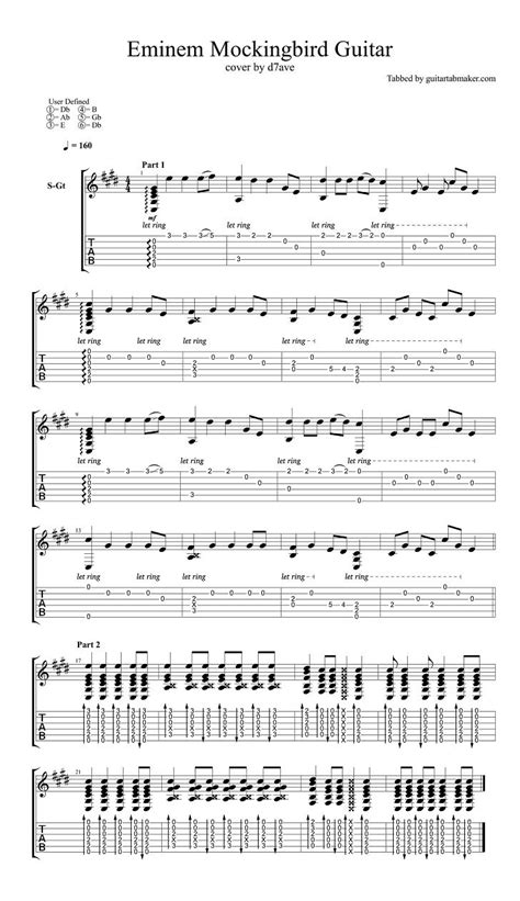 Eminem - Mockingbird TAB - acoustic guitar tabs (PDF + Guitar Pro) in 2022 | Guitar tabs, Guitar ...