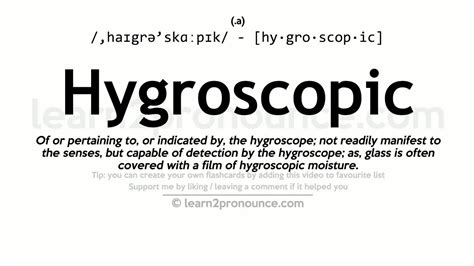 Pronunciation of Hygroscopic | Definition of Hygroscopic - YouTube