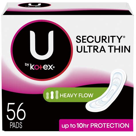 U by Kotex Security Ultra Thin Period Pads, Heavy Flow, Long, Unscented ...