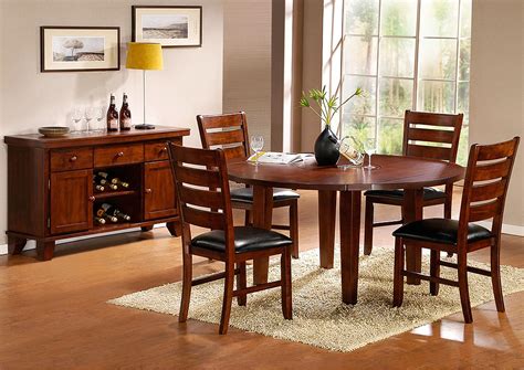 NuLook Furniture Ameillia Round Drop Leaf Dining Table w/4 Side Chairs