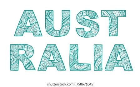 Inscription Australia Font Style Doodle Stock Vector (Royalty Free) 758671045 | Shutterstock