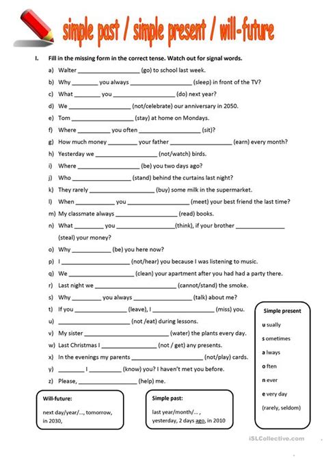 Mixed tenses (past, present, future) - English ESL Worksheets for distance learning and physical ...