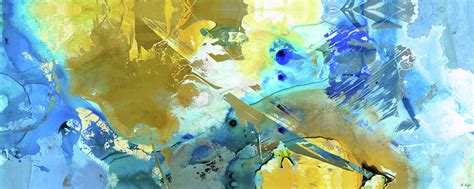 Blue And Yellow Abstract Art - Moving Up - Sharon Cummings Painting by ...