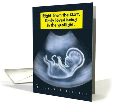 Baby In Spotlight Funny Birth Announcement Card for Girl card | Funny ...