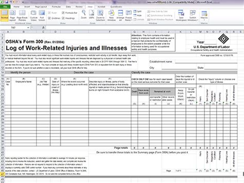 Osha 300 Log Excel