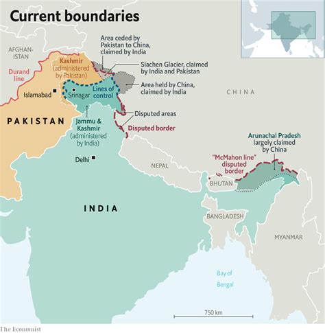 Indian, Pakistani and Chinese border disputes - Fantasy frontiers | Graphic detail | The Economist