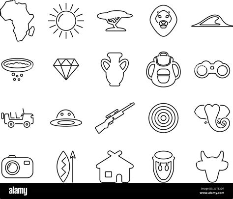 Africa Or African Culture Icons Thin Line Set Big Stock Vector Image & Art - Alamy