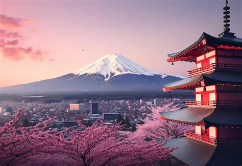 Premium AI Image | Tokyo Skyline with view of Tokyo Tower and Mount