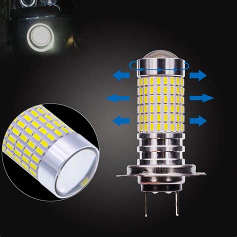 NGCAT 2PCS 1500 Lumens 3014SMD 144-EX Chipsets H7 Super Bright LED Bulbs with Lens Projector Fog ...