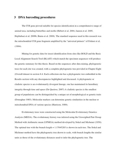DNA Barcoding Procedures | PDF | Phylogenetic Tree | Molecular Phylogenetics