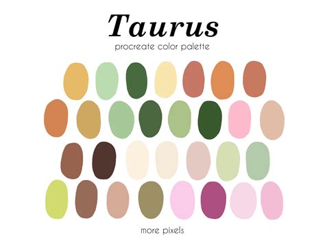 Taurus Procreate Color Palette, Zodiac Color Palette, Hex Code, Ipad ...