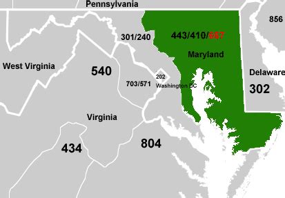 Maryland Area Code Map - United States Map States District