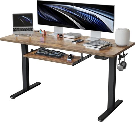 Buy FEZIBO 55-Inch Large Height Adjustable Electric Standing Desk with Keyboard Tray, 55 x 24 ...