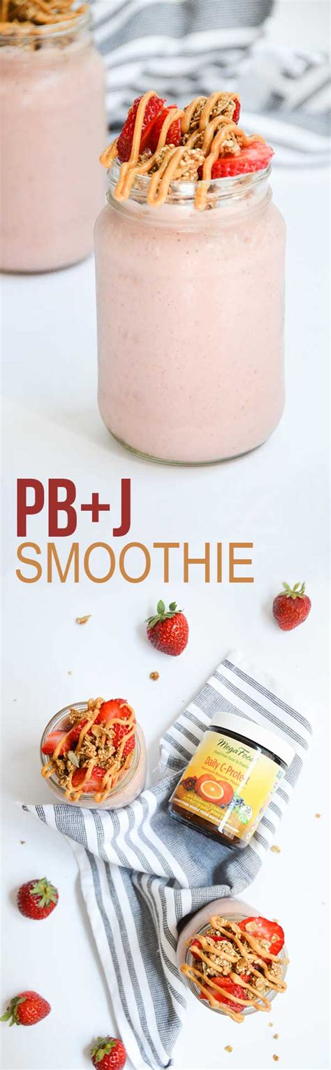 PB & J Smoothies {for two!} Boosted with MegaFood Daily C-Protect | MegaFood Canada