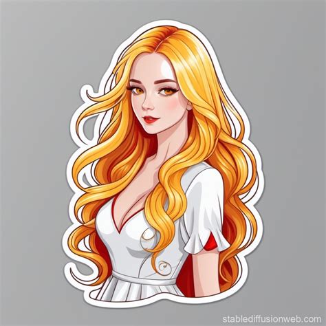 Girl with Long Wavy Yellow Hair and Red Eyes | Stable Diffusion Online