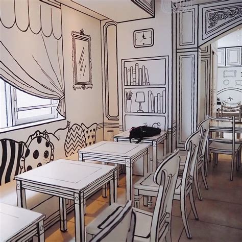 A Sketchy Café Trend: Interiors Designed to Look Like They're 2D Line Drawings | LaptrinhX