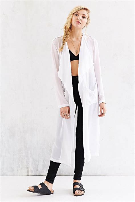 Lyst - Silence + noise Silence + Noise Sheer Trench Coat in White