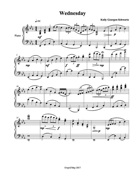 Wednesday free sheet music by Kaily Georgen-Schwartz | Pianoshelf