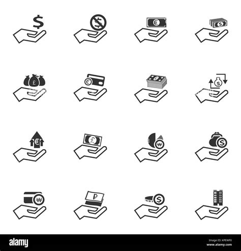 Hand and money icons set Stock Photo - Alamy
