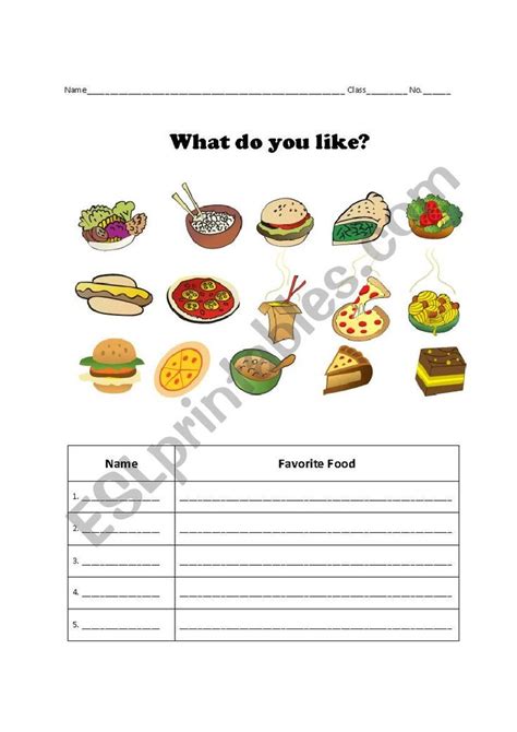 What food do you like? - ESL worksheet by minatoz | Esl worksheets ...