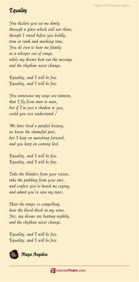 Equality Poem by Maya Angelou