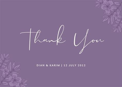 Purple Thank You Card Template | Thank you card template, Thank you cards, Purple flowers