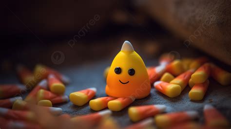 Photo Of An Orange Candy Corn With A Smiling Face Background, Cute ...