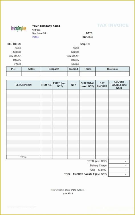 Contractor Invoice Template Excel Free ~ Excel Templates