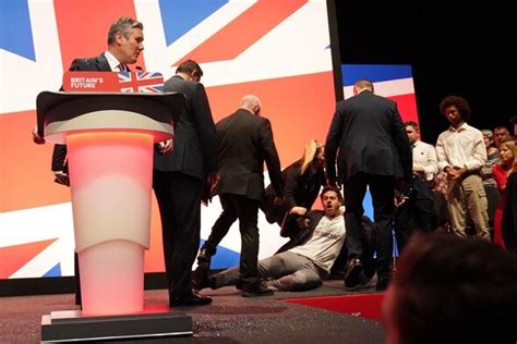 Keir Starmer speech thrown into chaos as protester storms stage and ...