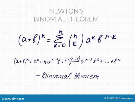 Newton`s binomial theorem stock vector. Illustration of mathematics - 230053998