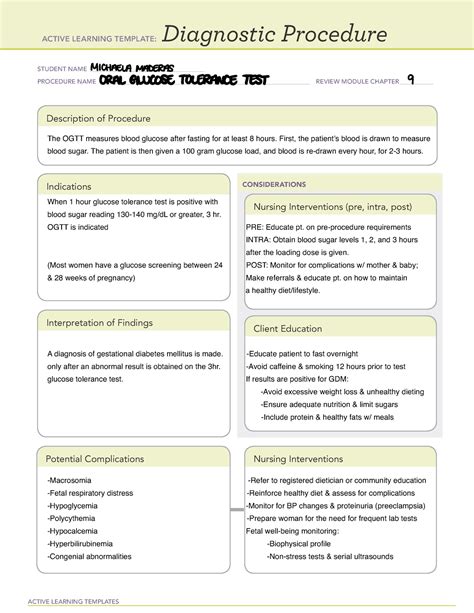 Oral Glucose Tolerance Test (Diagnostic Procedure) - ACTIVE LEARNING ...