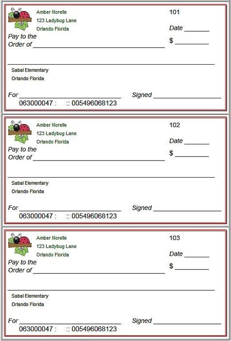 Play Checks Printable