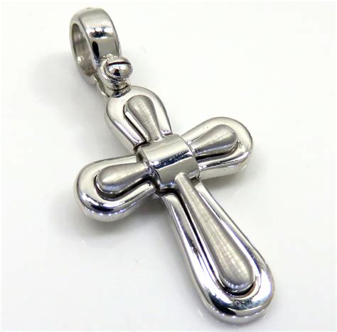 14k White Gold Italian Bubble Cross