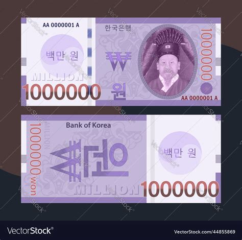 Set of gaming south korean banknotes million won Vector Image