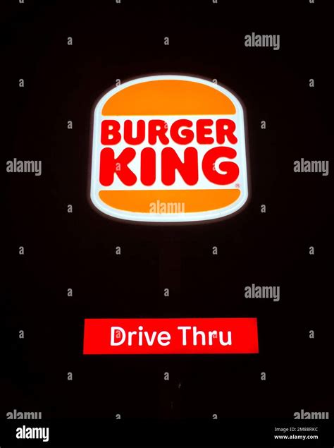 burger king drive thru restaurant at night logo and sign Stock Photo ...