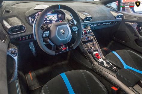 Interior of the Lamborghini Huracan Performante painted in Blu Nethuns ...