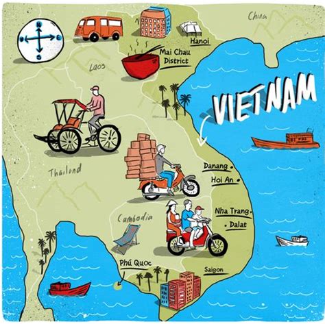 Vietnam Map - Adam Turnbull | Vietnam map, Illustrated map, Map illustration