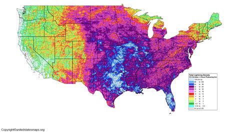 US Lightning Map in Pdf [Free Printable USA Map]