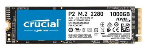 CT1000P2SSD8 Crucial P2 1TB 3D PCIE NVME M.2 Solid State Drive