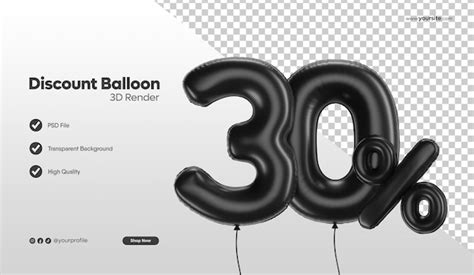 Premium PSD | 3D Rendering of realistic black foil balloon number 30 ...