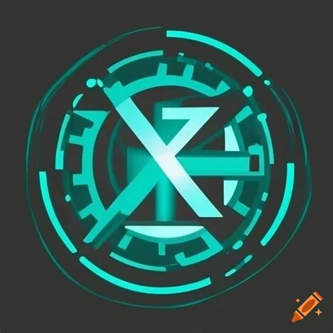 Teal logo design on black background