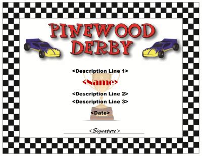 Pinewood Derby Certificate Template