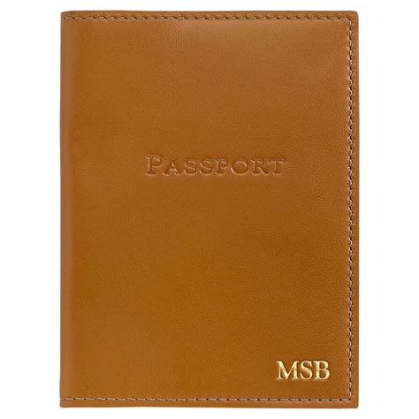 Personalized British Tan Leather Passport Cover