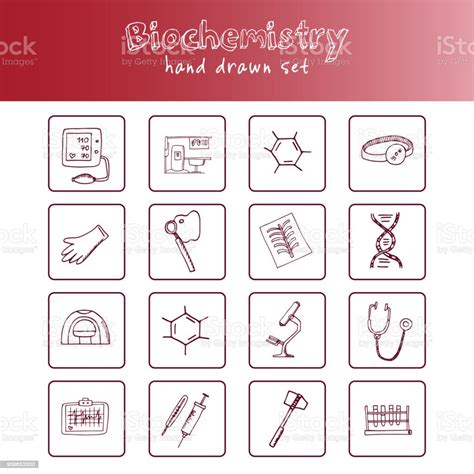 Biochemistry Hand Drawn Doodle Set Sketches Vector Illustration For Design And Packages Product ...