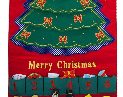 Merry Christmas Tree Fabric Advent Calendar, Family Kids Wall Hanging ...