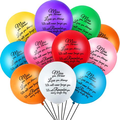 Buy 72 Pieces Colorful Memorial Funeral Balloons Remembrance Balloons for Celebration of Life ...