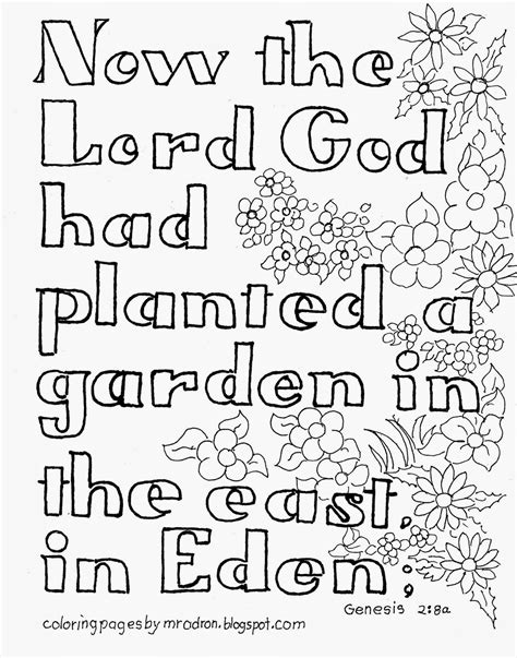 Coloring Pages for Kids by Mr. Adron: Garden Of Eden Bible Verse Free Kid's Coloring Page ...