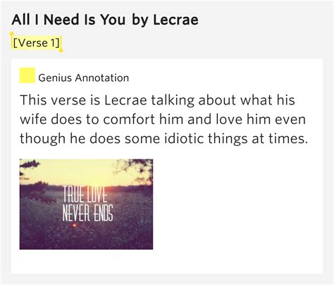 [Verse 1] – All I Need Is You by Lecrae